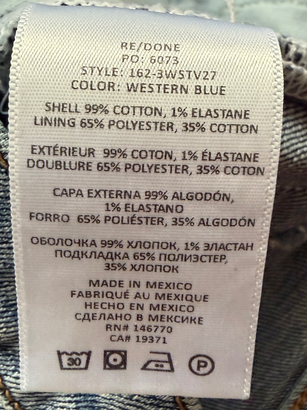 Re/Done Comfort Stretch High-Rise 70s Stove Pipe in Western Blue Size 26 - Picture 7 of 11